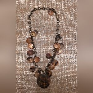Artisan Shell Pendant Necklace in Earthy Tones